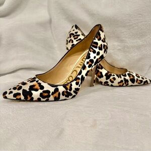 Sam Edelman Hazel Pointed Toe Calf Hair Leopard Print Pumps